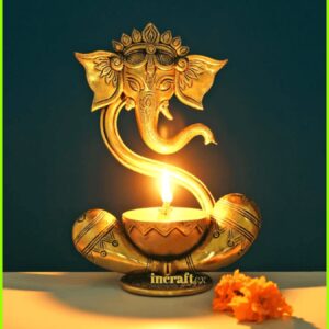 Brass Table Decor Oil Lamp Diya Ganesh